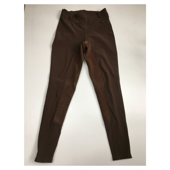 KERRITS Pull On Brown Ribbed Leather Suede Insert Equestrian Breeches Pant - Picture 1 of 15